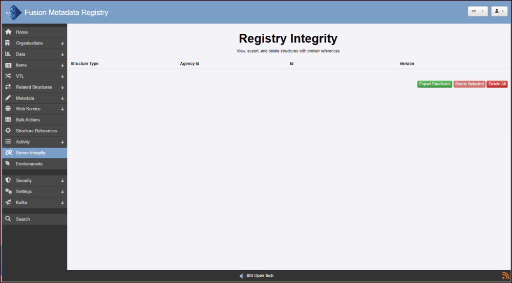 Registry Integrity page