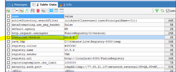 Editing the Registry Settings table