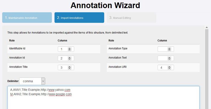 Annotations Wizard - Step 2 - Import