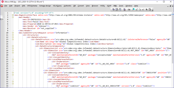 Downloaded Revision file viewed using XML Spy